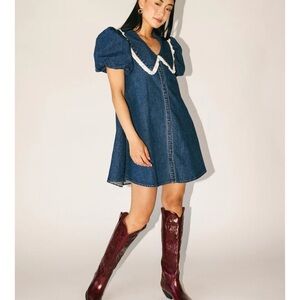 Zoco Poppy Collared Puff Sleeve Mini Dress